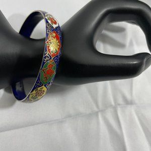 Vintage Blue and Gold Enamel Bangle Bracelet